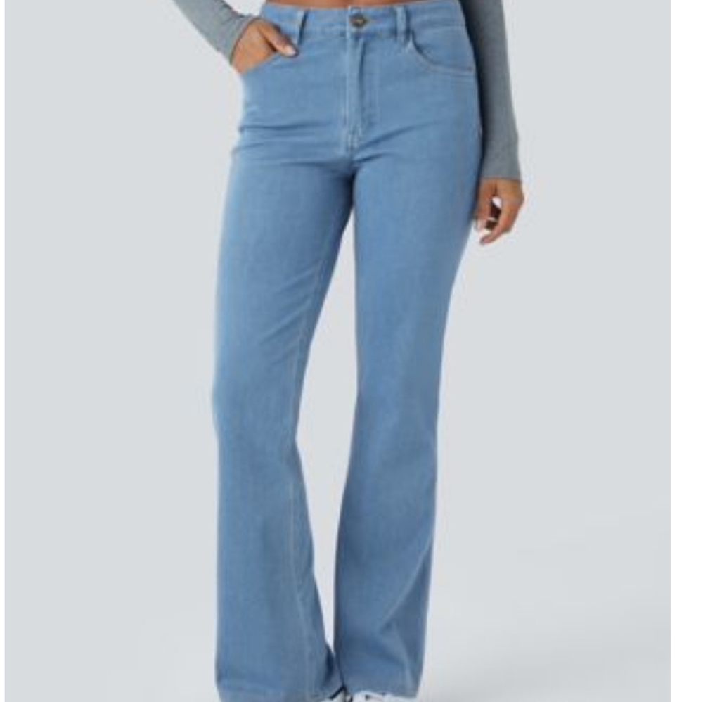 HALARA Mid Rise Bootcut Jeans - Sunny Blue